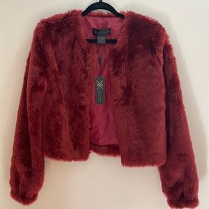 NEW Kardashian Kollection Full Fur Coat “Nouveau Nights” in Crimson. Size M